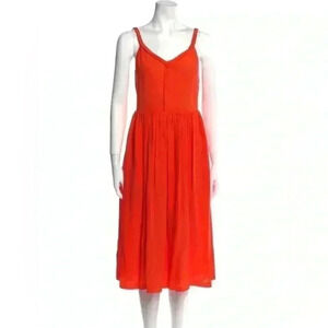 NEW Rebecca Taylor All Tied Up Silk Midi Dress Orange Women’s 0 Elegant Formal